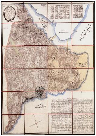 خريطة ((دار السلطنة-إسطنبول)) رسمها طالب من كلية الهندسة العسكرية في عام 1848م.