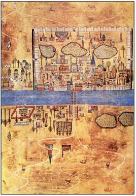 بغداد (مطرقجي نصوح (( منازل سفر العراقين))، مكتبة جامعة استانبول رقم TY 5964، صفحات من القطع الكبير 47ب-48أ).