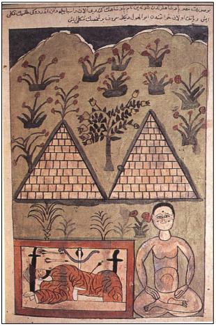 The Pyramids, (Ibn Zunbul, Qānūn al-Dunyā, Topkapi Palace Museum Library, no. Revan Köşkü, 1638, folio 76b).
