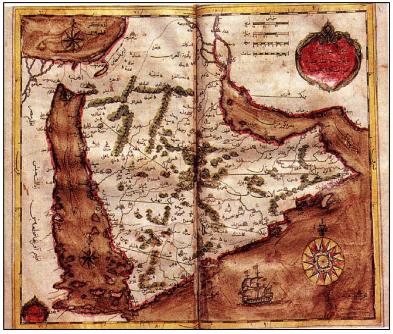 شبه جزيرة العرب (كتاب جبلي جهاننما، استانبول، 1732،ص383).